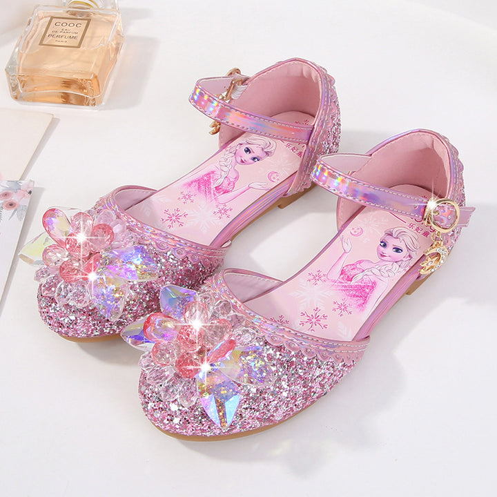 Girls Glittering Ballerinas with Floral Applications Mune Fashion