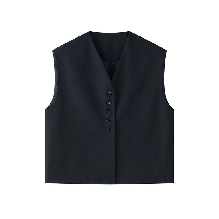 Women's Oversized Tailoring Vest with V-Neck and Continuous Button Placket Mune Fashion