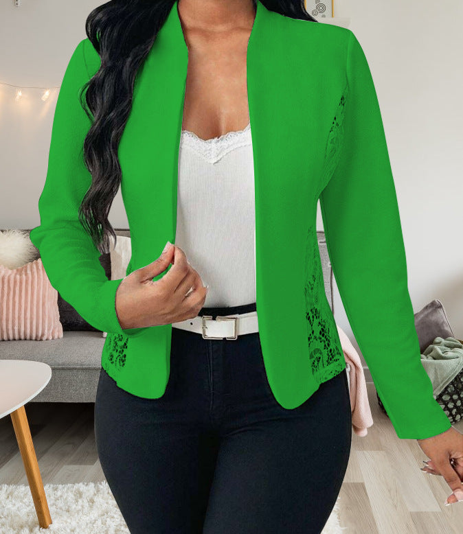 Women's Elegant Blazer Jacket with Lace Accents Mune
