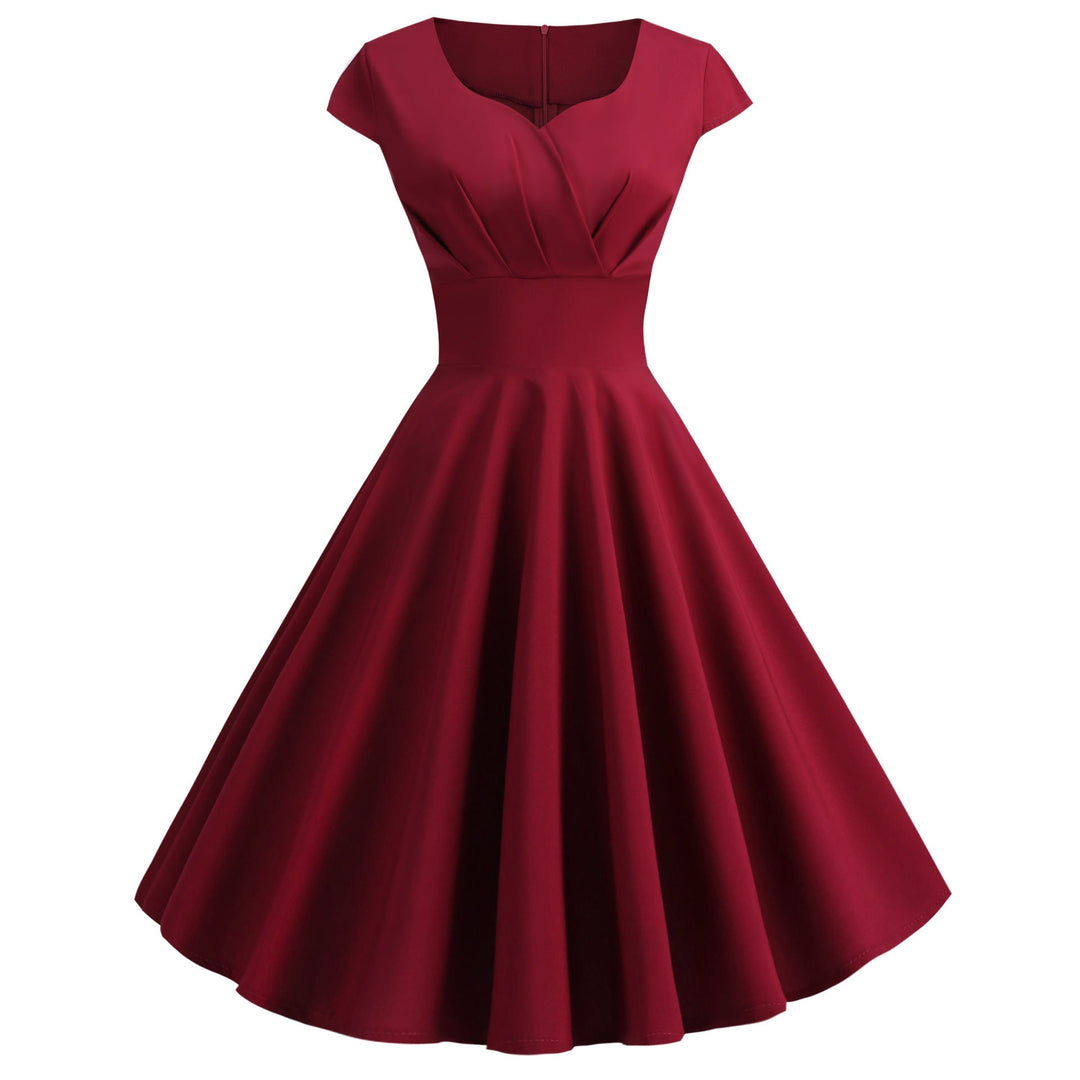 Women A-line dress with elegant waist cut and swinging hem Mune Fashion