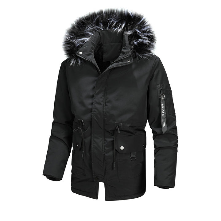 Men's Urban Thermal Parka with Faux Fur Hood, Multifunctional Pockets and Waist Adjustment Mune Fashion