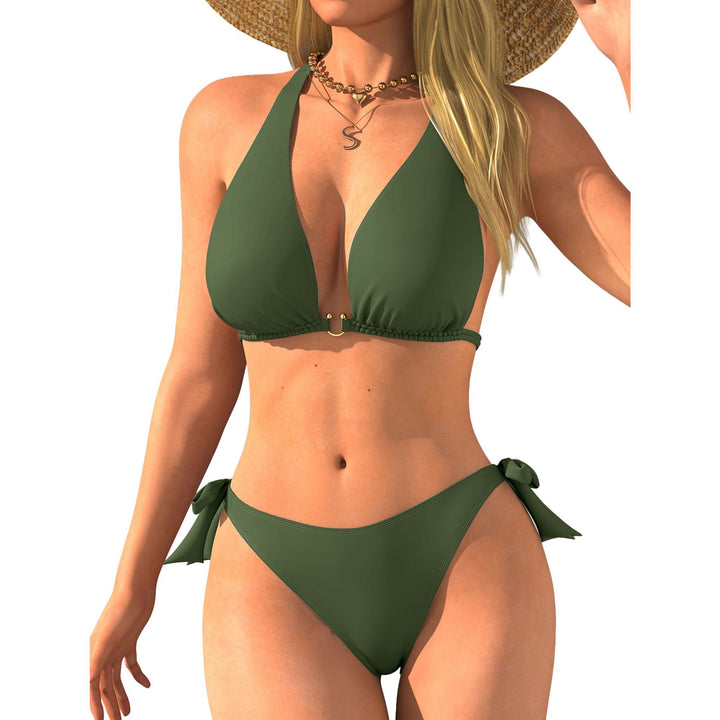 Women's triangle bikini with back strap and sensual V-neck Mune Fashion