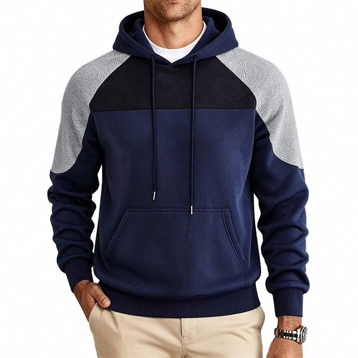 Men's hooded sweatshirt made of French Terry with waffle structure inserts and kangaroo pocket Mune Fashion