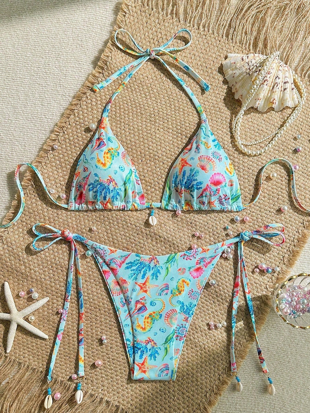 Women's Triangle Bikini with Shell Details Mune Fashion