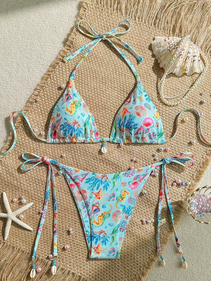 Women's Triangle Bikini with Shell Details Mune Fashion