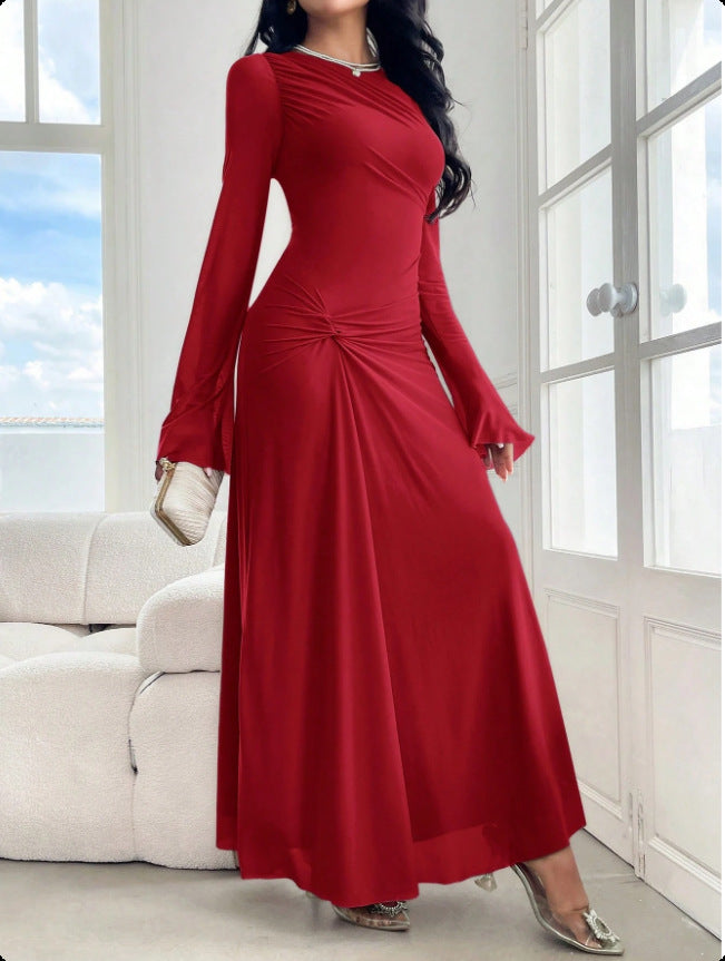 Women's maxi dress with gathered waist and bell sleeves Mune Fashion