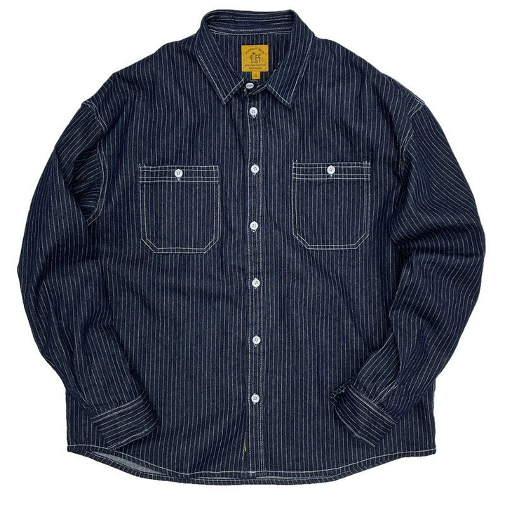 Men's Casual Denim Shirt Jacket with Stripes Mune Fashion
