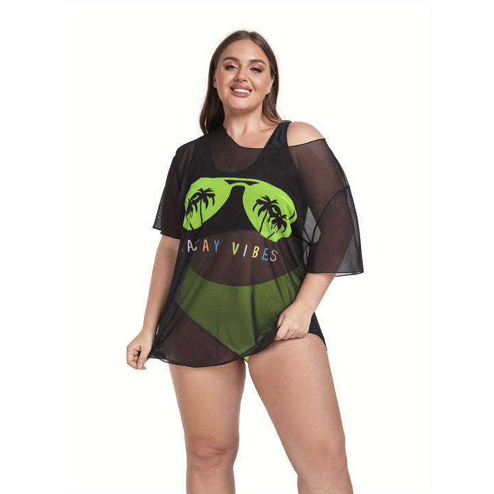 Women's Mesh Beach Dress with Casual Print Mune Fashion