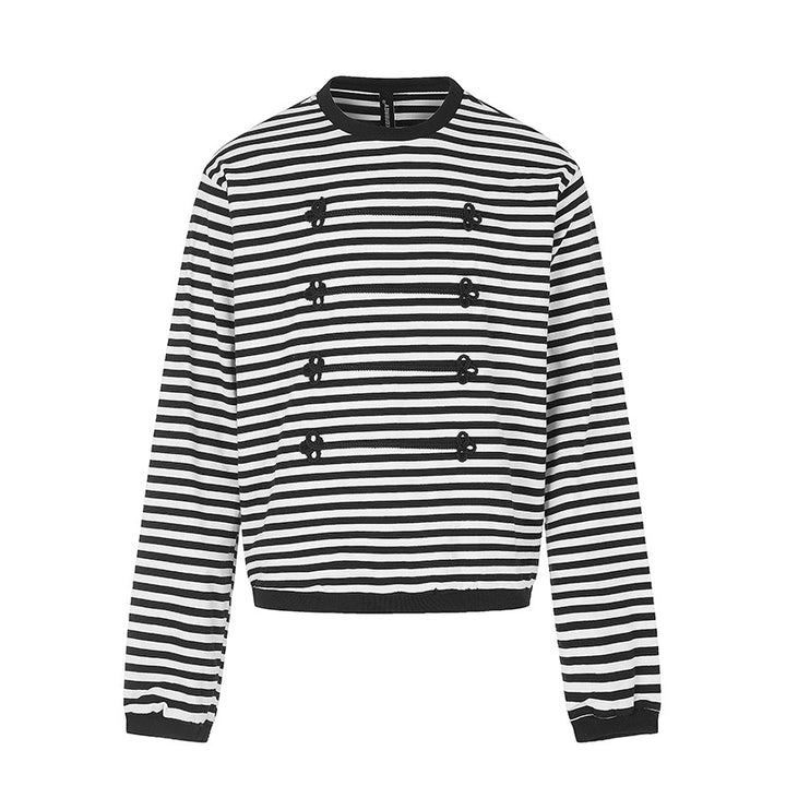 Women Striped Sweatshirt with Maritime Knot Applications Mune Fashion