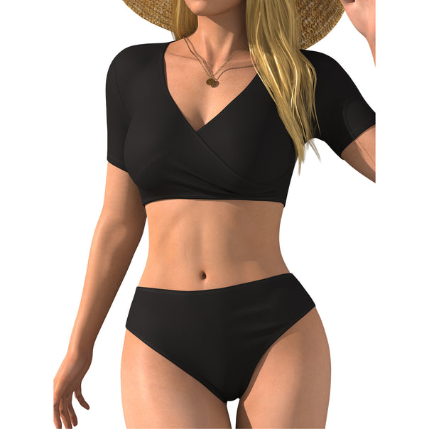 Women's bikini top with wrap cut and short sleeves Mune Fashion