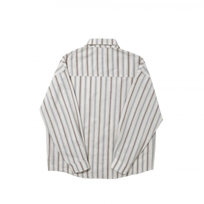 Unisex Oversize Long Sleeve Shirt made of Cotton Blend with Vertical Stripe Pattern and Chest Pocket Mune Fashion