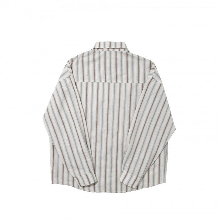 Unisex Oversize Long Sleeve Shirt made of Cotton Blend with Vertical Stripe Pattern and Chest Pocket Mune Fashion