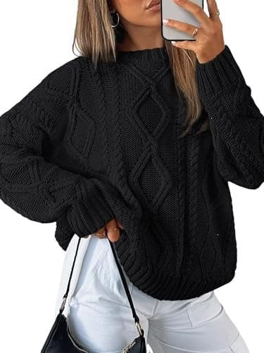Women's chunky knit sweater in cable pattern with casual oversized cut Mune Fashion