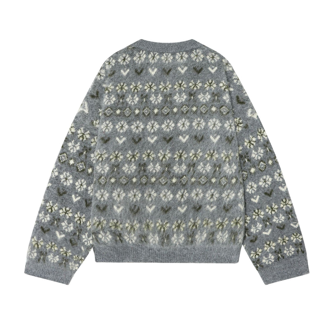 Women's patterned Norwegian sweater made of soft knit yarn with round neckline Mune Fashion