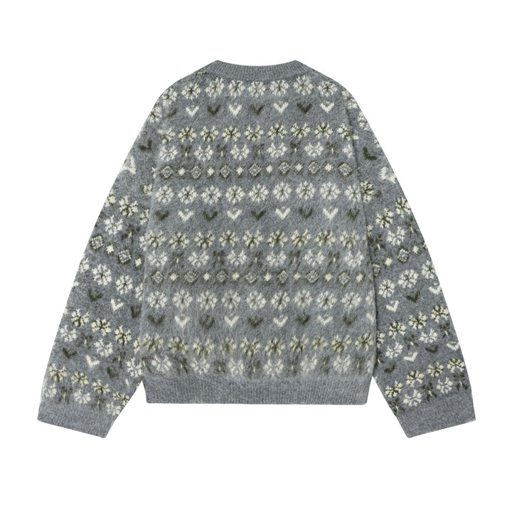 Women's patterned Norwegian sweater made of soft knit yarn with round neckline Mune Fashion