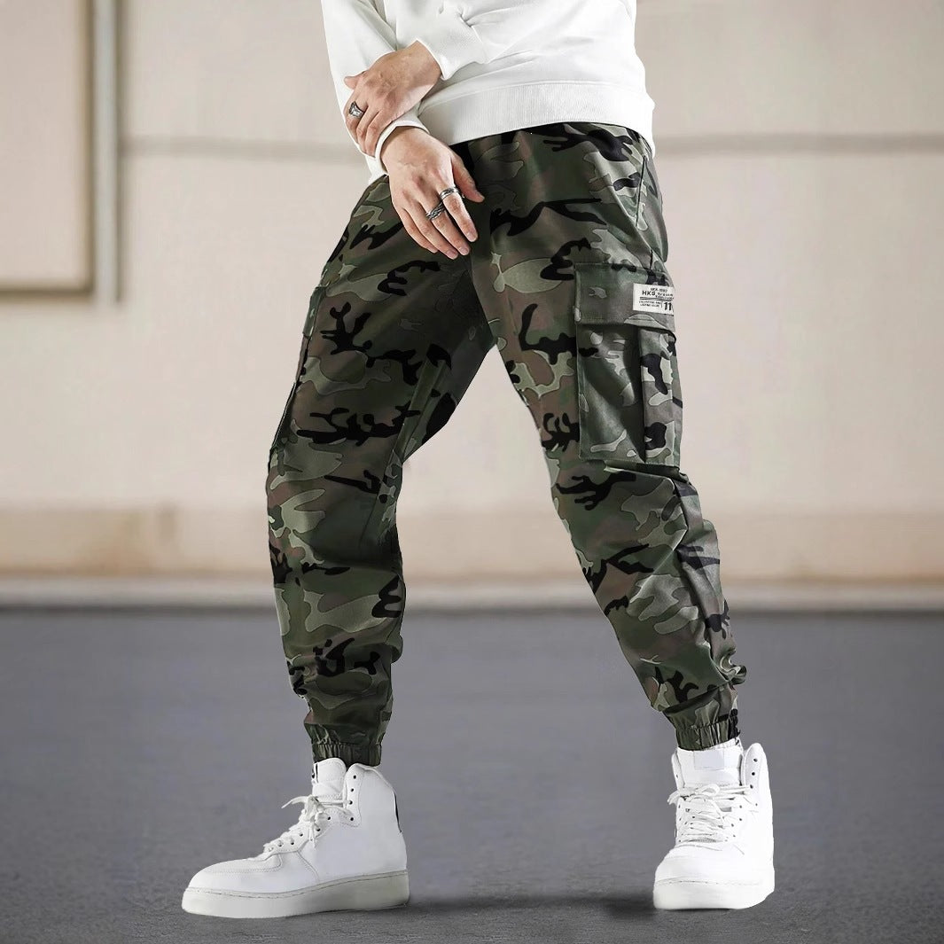Men's cargo jogger pants with camo pattern, elastic waistband, and ankle cuffs Mune Fashion