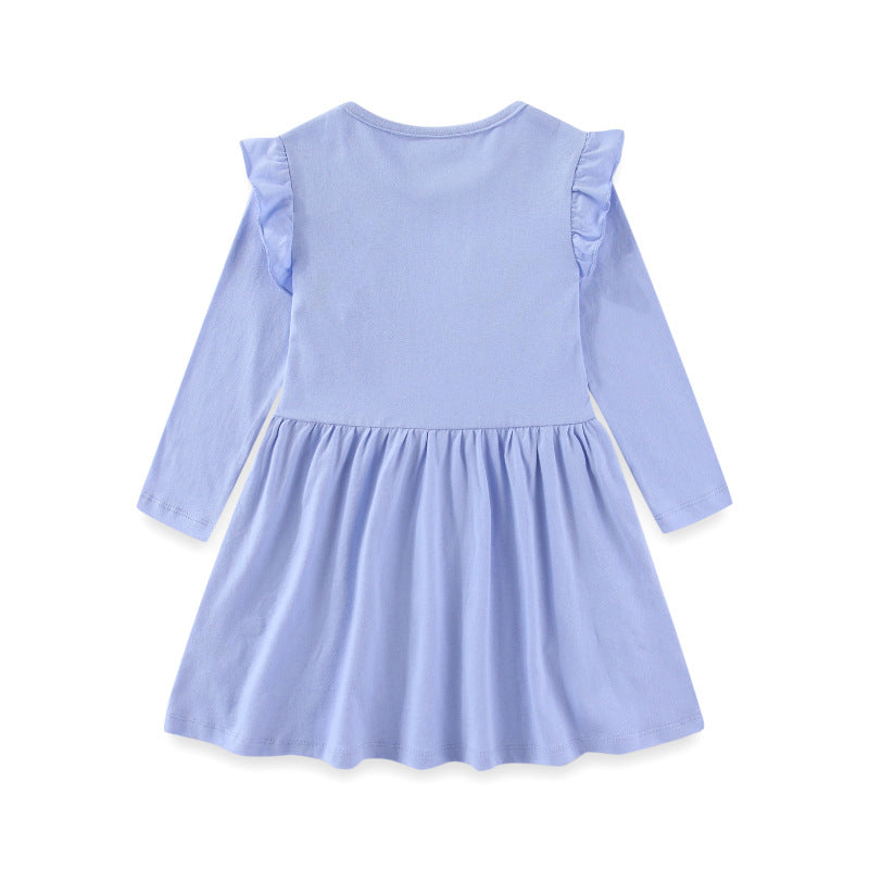 Girls Long Sleeve Dress with Floral Appliques Mune Fashion