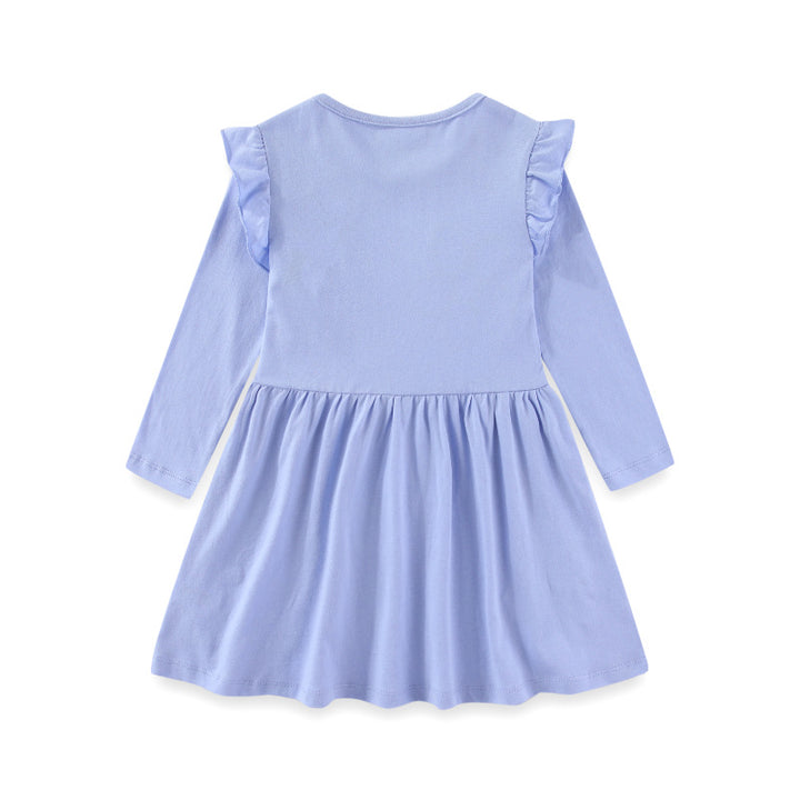Girls Long Sleeve Dress with Floral Appliques Mune Fashion