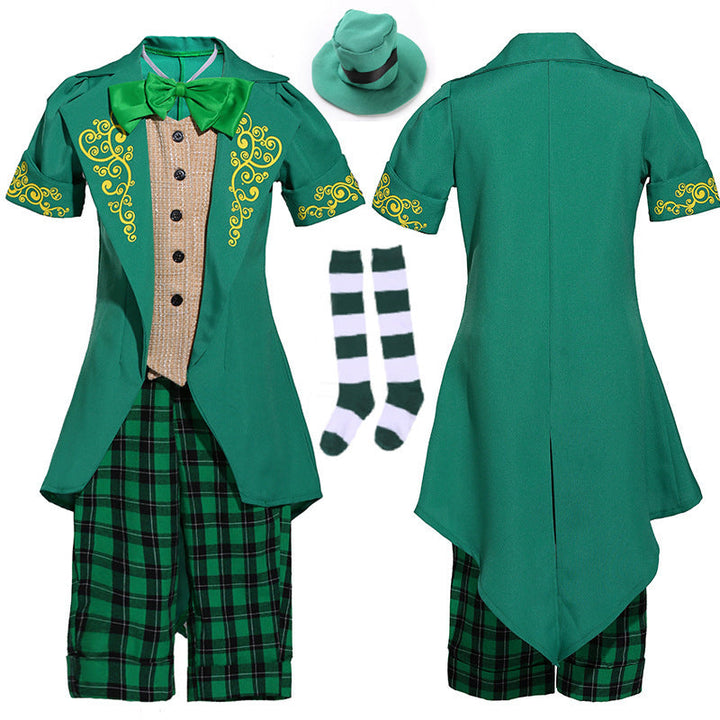 Girl costume as Irish leprechaun with hat and apron Mune Fashion