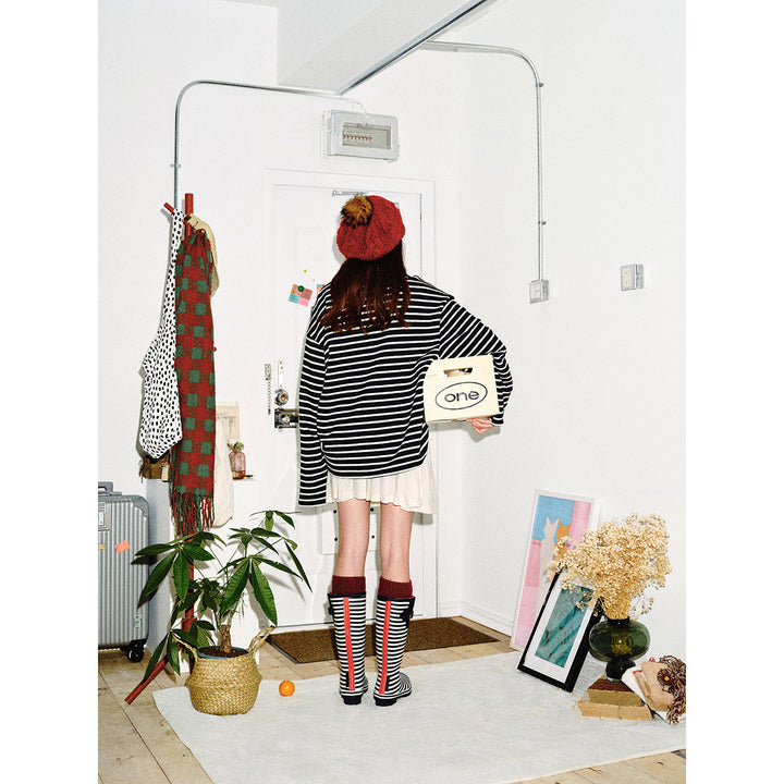 Unisex Striped Breton Sweater with Round Neck and Oversize Fit Mune Fashion