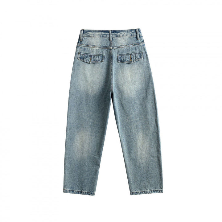 Ladies baggy jeans in panel design with low waistband and large pockets Mune Fashion