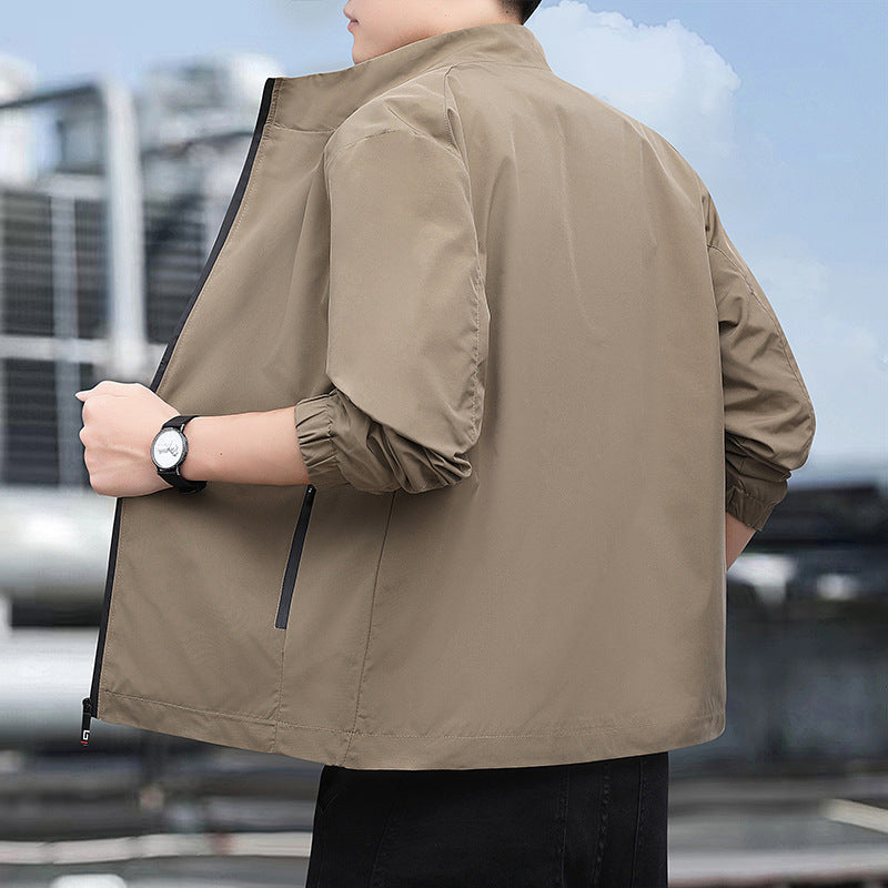 Men's Lightweight Softshell Jacket with Stand-up Collar, Full-Length Zipper and Elastic Cuffs Mune Fashion
