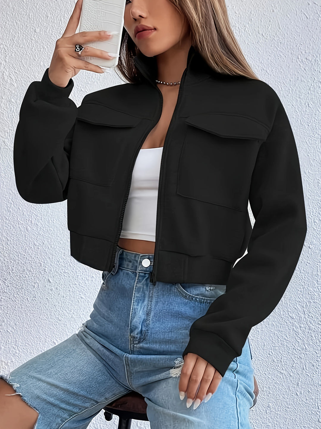 Women's stylish and comfortable cropped leisure jacket