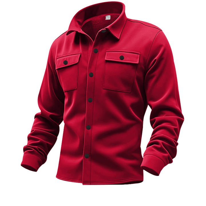 Men's Twill Overshirt with Shirt Collar, Flap Pockets and Straight Hem Mune Fashion