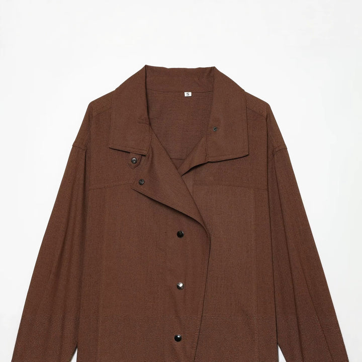 Women's Oversized Shirt Blouse Jacket with Snap Button Placket and Loose Fit Drune