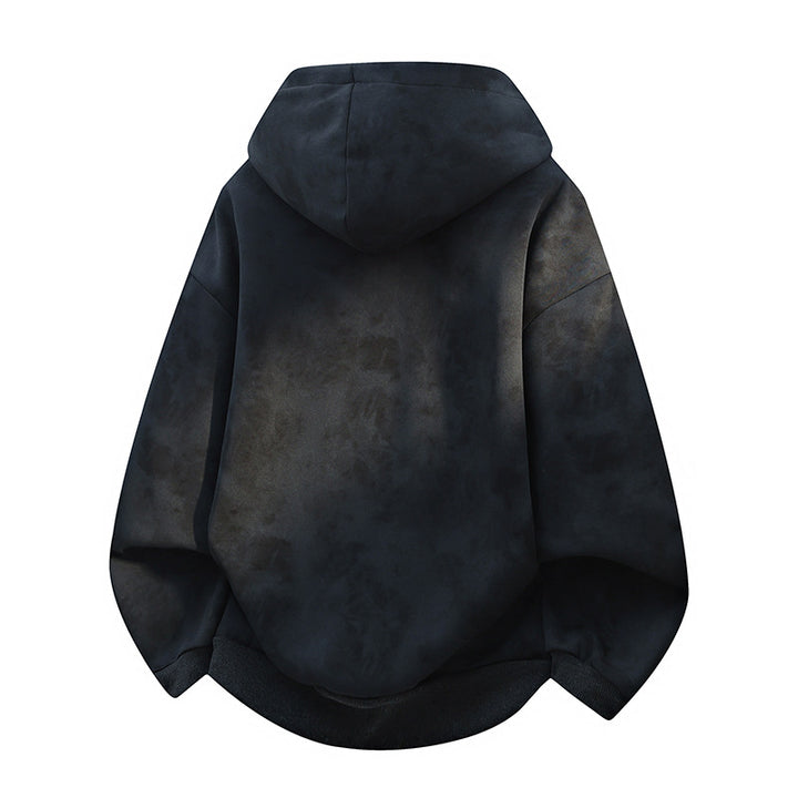 Unisex oversized hoodie in stonewashed look with kangaroo pocket, metal rivets, and ribbed hem Mune Fashion