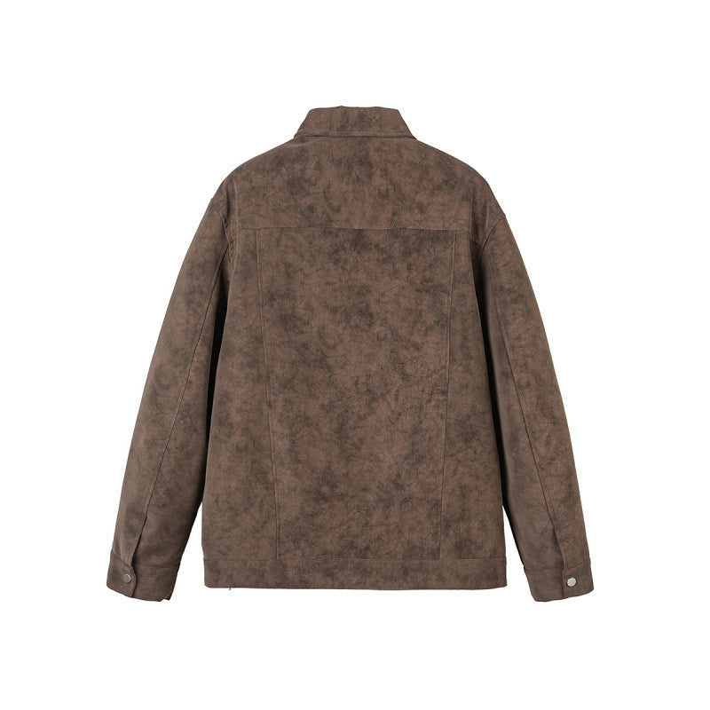 Men's short jacket made of suede imitation with metal toggle fasteners Mune Fashion