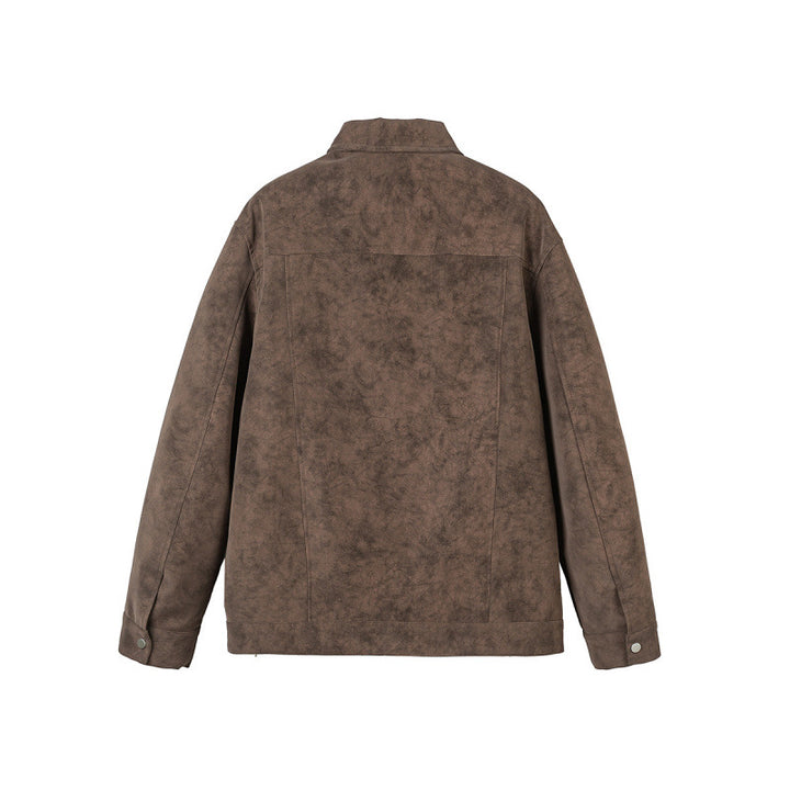 Men's short jacket made of suede imitation with metal toggle fasteners Mune Fashion