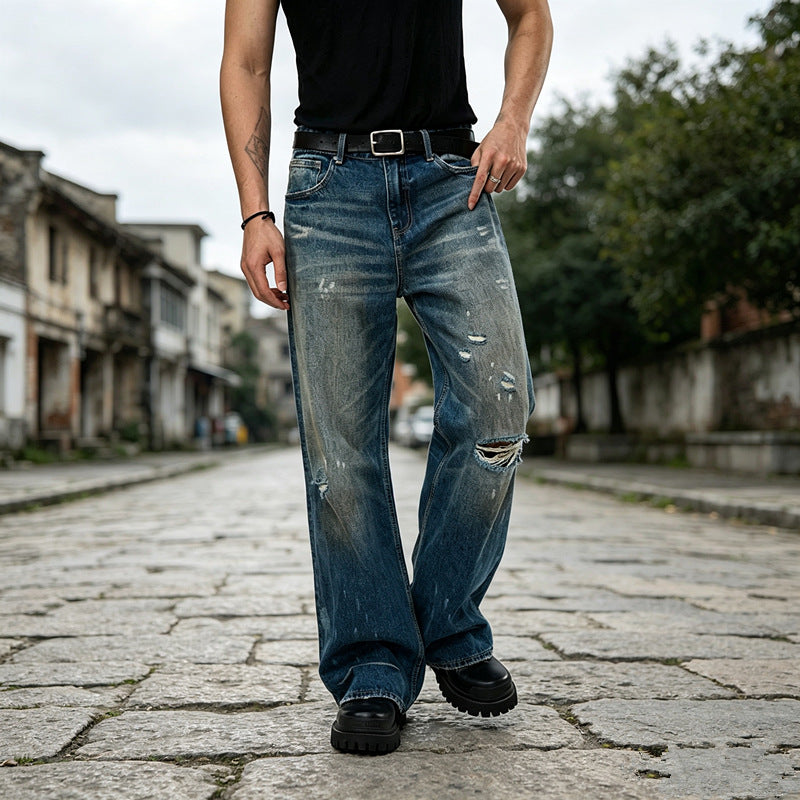 Men's Loose, Ripped Jeans Mune Fashion