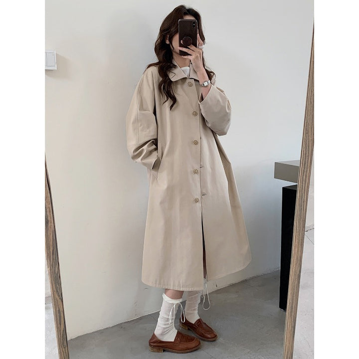 Women's Long Oversized Trench Coat with Wide Cut and Classic Lapels Mune Fashion