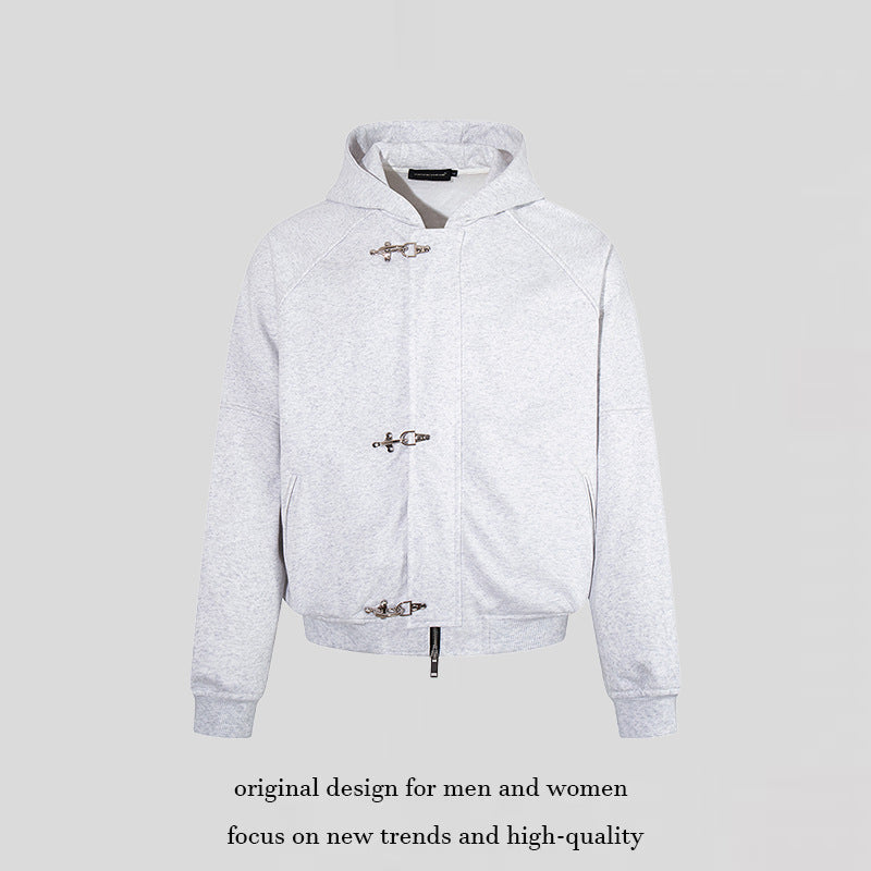 Women's hooded sweatshirt jacket in bomber style with carabiner buckle closure Mune Fashion