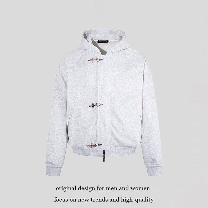 Women's hooded sweatshirt jacket in bomber style with carabiner buckle closure Mune Fashion