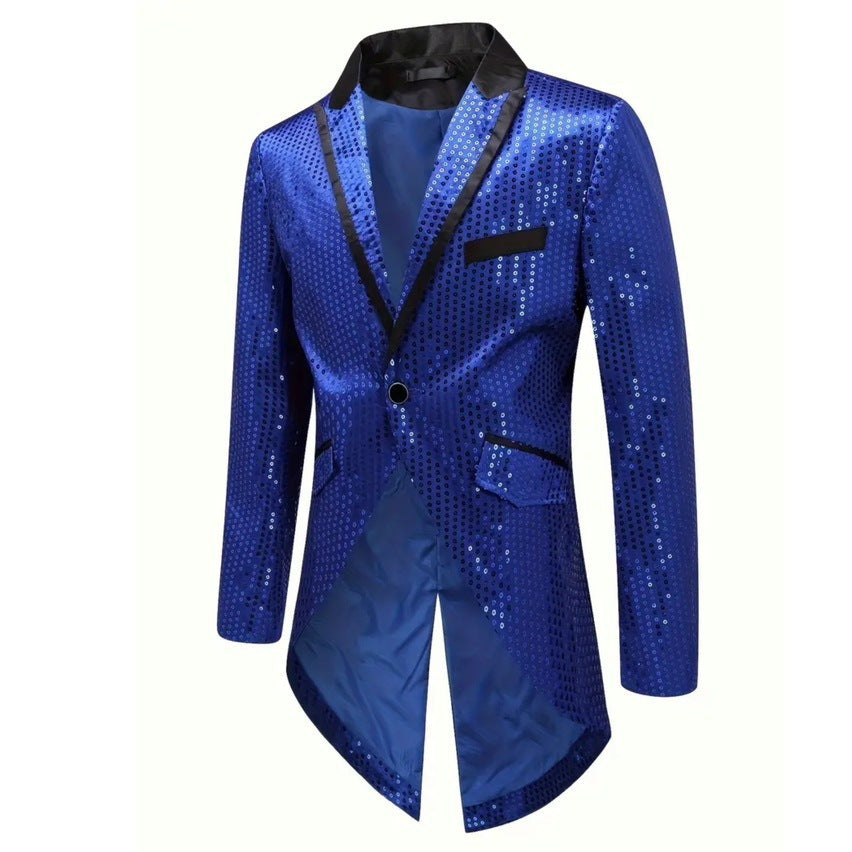 Men's elegant sequin tailcoat with swallowtail, velvet collar and tailored cut Mune Fashion