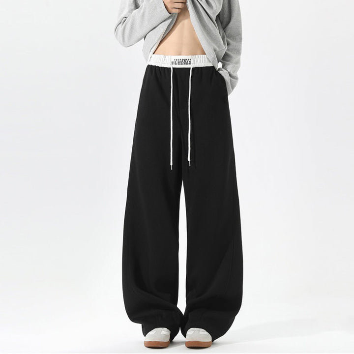 Women's Wide Lounge Pants with Elastic Waistband, Drawstring and Flowing Oversized Silhouette Mune Fashion