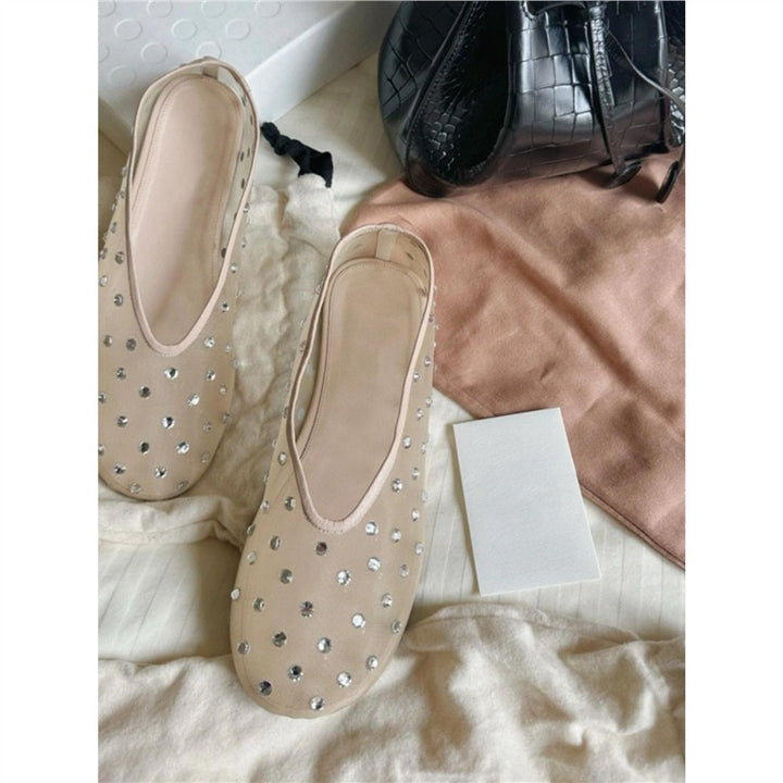 Women's Mesh Mules with Decorative Studs and Padded Comfort Insole Mune Fashion