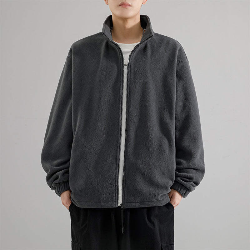 Herren Fleecejacke mit Stehkragen, durchgehendem Reißverschluss und elastischen Bündchen Mune Fashion