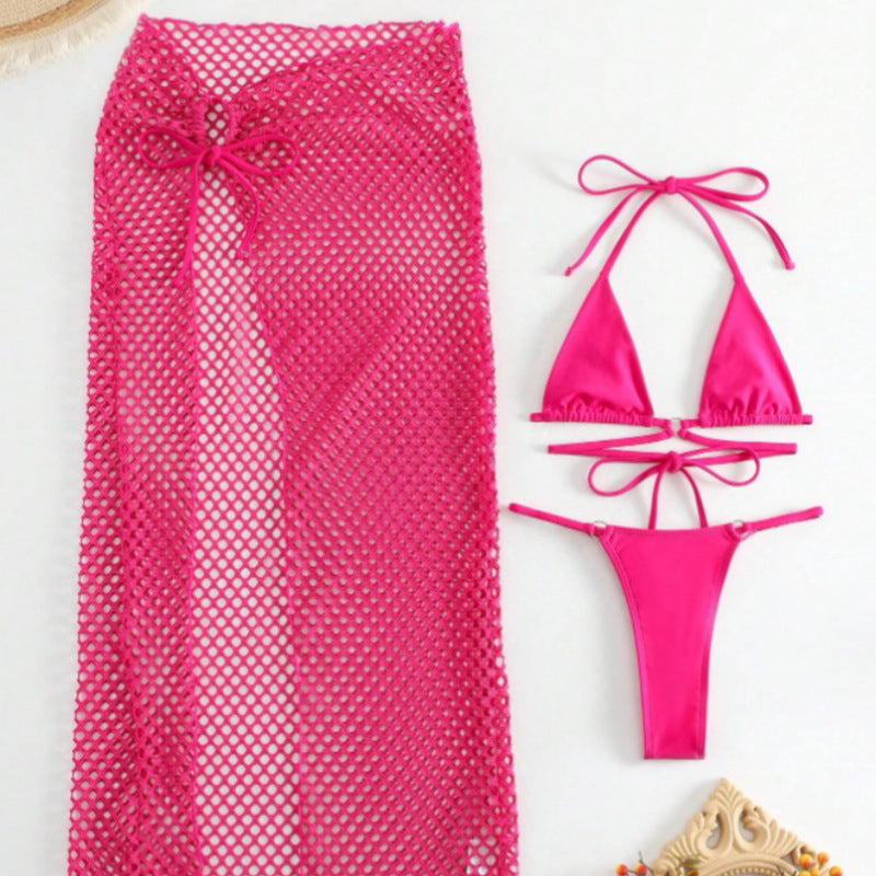 Ladies bikini set with transparent mesh skirt and triangle top Mune Fashion