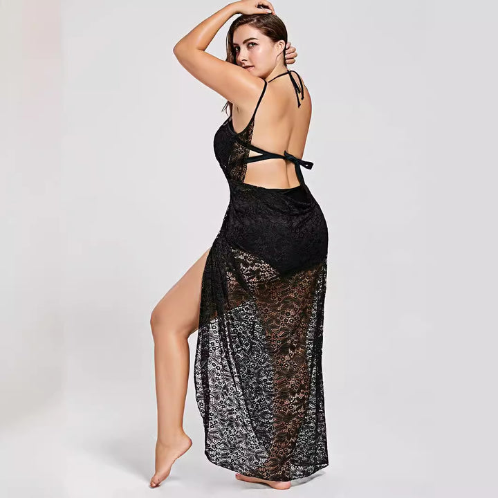 Women elegant transparent lace beach cover-up Mune Fashion