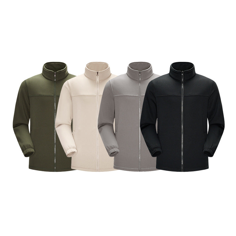 Men's Thermo-Fleece-Softshell Jacket with Stand-up Collar, Front Zipper and Elastic Cuffs Mune Fashion