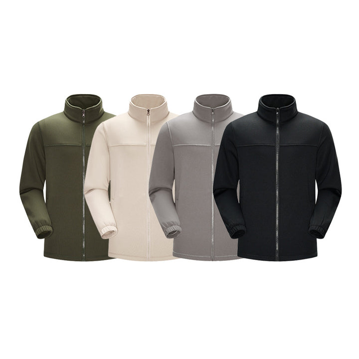 Men's Thermo-Fleece-Softshell Jacket with Stand-up Collar, Front Zipper and Elastic Cuffs Mune Fashion