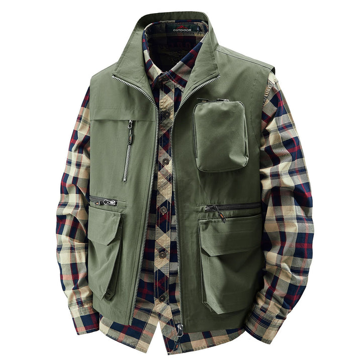 Men's Field Utility Vest with contrasting chest pocket, organizer pouches and sturdy front zipper Mune Fashion
