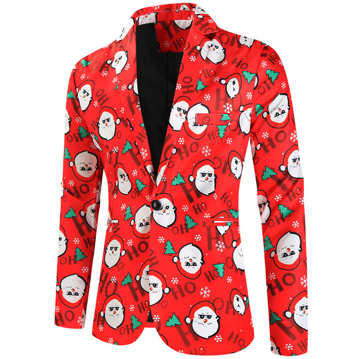 Men's Christmas Suit Set with Patterned Jacket, Vest, and Pants Mune Fashion