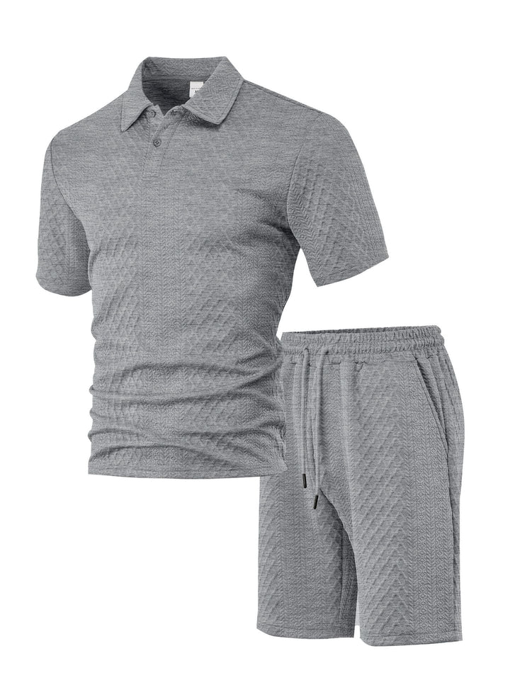 Men's structured polo shirt and bermuda shorts set made of quilted cotton blend Mune Fashion