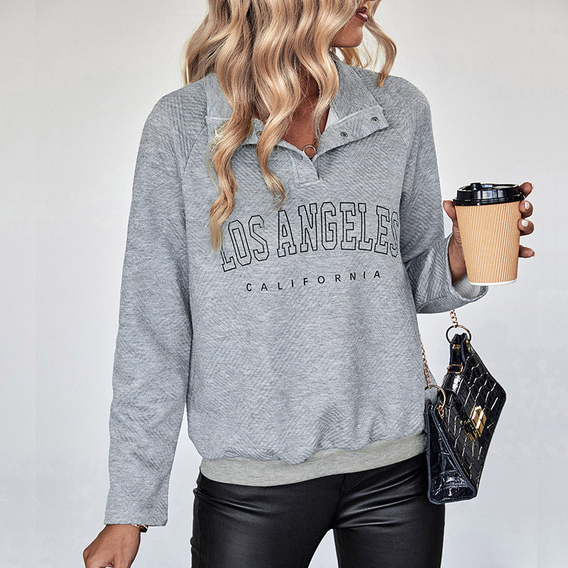 Women's Cozy Pullover with Half Closed Collar Mune Fashion