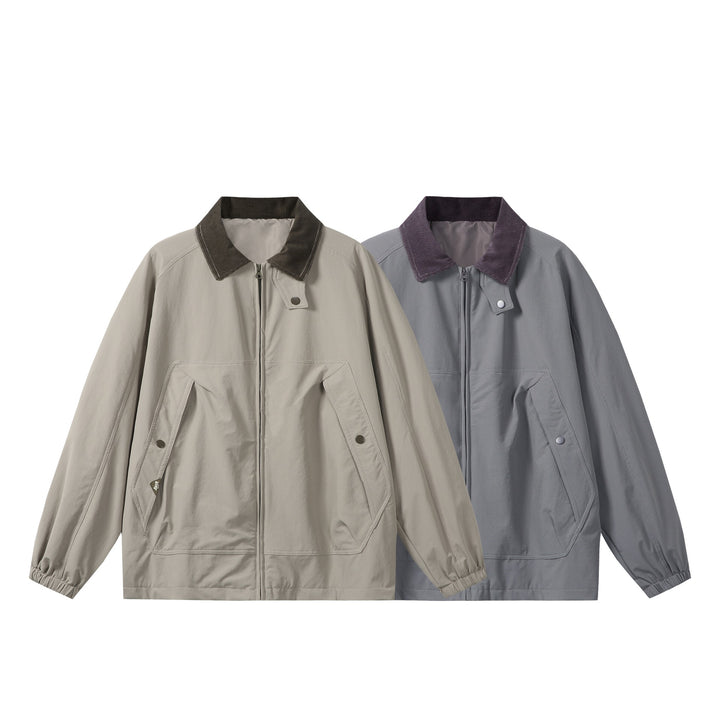Unisex Short Cut Boxy Blouson with Cord Collar, Zipper and Utility Flap Pockets Mune Fashion