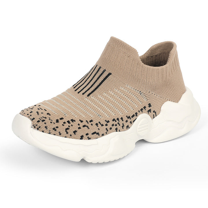 Ladies' breathable knitted sneakers with sock-like shaft and cushioning platform sole Mune Fashion